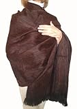 Super Soft Baby Alpaca Wool Reversible Shawl Wrap Cape Wine and Gold Color
