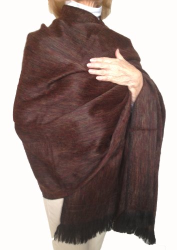 Great Gift Ideas Etc. Super Soft Baby Alpaca Wool Reversible Shawl Wrap Cape Wine and Gold Color