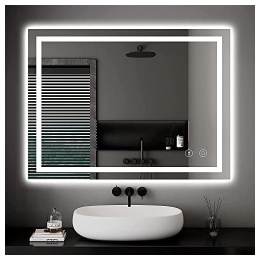 Dripex Bathroom Mirror with LED Lights, 500 * 700 MM Illuminated Backlit Wall Mounted Vanity Mirror Dimmable Switch 3 Colors and Demister Pad, Horizontal/Vertical