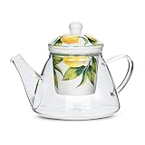 Abbott Collection 27-Amalfi-Pot Teekanne mit Sieb, Zitronenbaum, 3 Stück, weiß/gelb