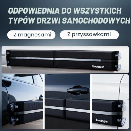 Ochraniacze na wgniecenia na drzwiach samochodowych, kompatybilne ze stalowymi drzwiami - zdejmowana, miękka poduszka ochronna wykonana ze skóry PU i wbudowanych magnesów (2, Czarny)
