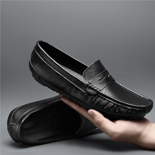 Round Toe Anti-Slip Lightweight Comfortable Casual Wedding Slip On Genuine Leather Stitching Detailed Mens Loafers Shoe2