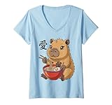 Photo Gallery donna divertente capibara ramen graphic capybara amante giapponese kawaii maglietta con collo a v Photo Gallery donna divertente capibara ramen graphic capybara amante giapponese kawaii maglietta con collo a v