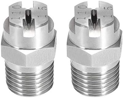 N/A Flat Jet Spray Nozzle 304 Stainless Steel 1/4BSPT Male Thread 110 Degree 2.4mm 2pcs