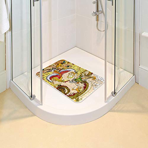 Alfombrilla de baño infantil para suelos de mármol con estampado exótico de pavo real 7