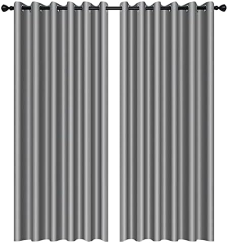 100% Blackout Curtains - Eyelet Ring Top Thermal Insulated Curtains, Noise Reducing & Energy Saving Curtains for Bedroom/Living Room/Nursery, W66 x L90 Inch (168cm x 229cm), 2 Pieces, Duck Egg
