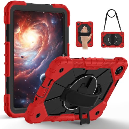 Coque Xiaomi Redmi Pad SE 9.7 silicone rouge avec support et sangle
