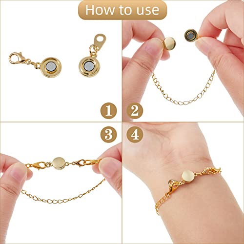 12 Pieces Locking Magnetic Jewelry Clasp Round Necklace Clasp Closures Bracelet Extender For Jewelry Making (Gold) #TOP3