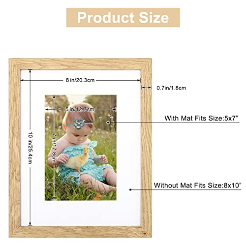 Wood Picture Photo Frame Set of 3,Size in 8x10 Inch without Mat and 5x7 Inch with Mat,Plexiglass Front for Wall Mounting or Tabletop in Living Room Bedroom,Gallery(Wood Grain) - Image 2