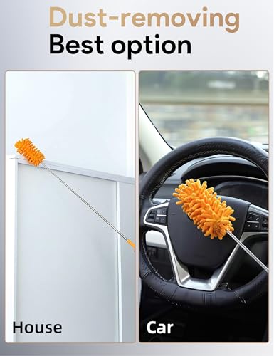 microfiber duster for cleaning tukuos hand washable dusters with 2pcs replaceable microfiber head extendable pole detachable cleaning supplies for office car window furniture ceiling fan