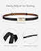 ANHAISHUILV Women's Skinny Leather Belt with Adjustable Golden Turn-Lock Buckle - Ideal for Dresses, Jeans, and Coats, Light Blue