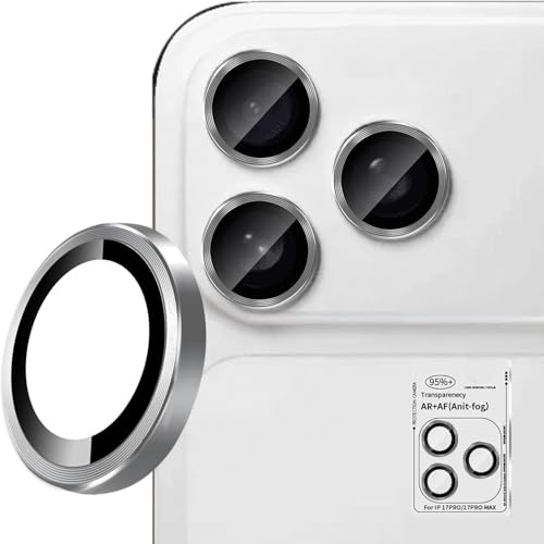 Image of Choiche Camera Lens Protector Compatible for iPhone 17 Pro / iPhone 17 Pro Max - 9H Tempered Glass Camera Cover with Metal Ring Decoration, Scratch-Resistant Screen Protector (Silver, HD Clarity, Easy Install)