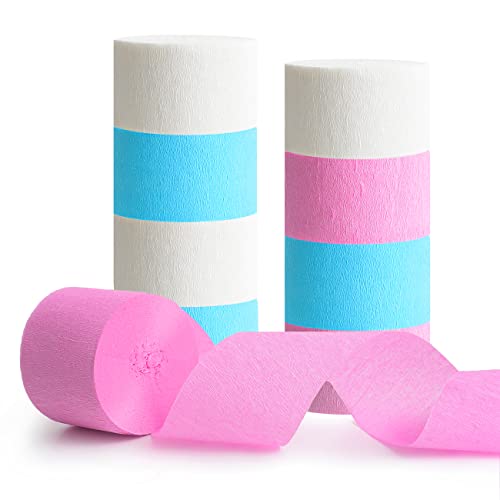 Light-Blue White Pink Crepe-Paper Streamers Decorations 9Pcs Boy Girl Gender Reveal Decorations Kit Party Scene Set Up To Celebrate Children's Birthday Home Party Surprise Student Gift Voorpleasy #TOP2