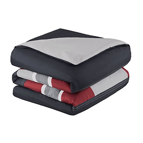 Comfort Spaces Casual Comforter Set Sporty Design, Vibrant Color, Active Lifestyle Boys Bedroom Décor, All Season Soft Microfiber Bedding Set, Decorative Pillow, Sham Black/Red Twin/Twin Xl 3 Piece #TOP3