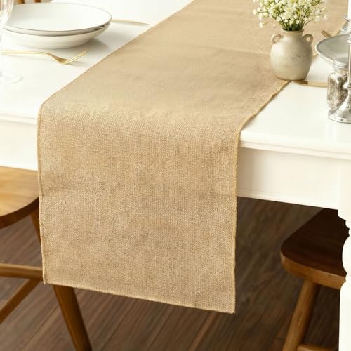 Jute Tischläufer Rolle 28cmx10m Jutestoff Meterware Natur Jute Stoff Vintage Juteband Tischband für DIY Hochzeit Geburtstag Garten Party Kommunion Zuhause Tisch Dekoration