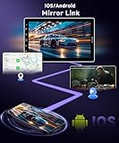 Single Din Wireless CarPlay Car Stereo with Android Auto Mirror Link 1 Din 10.1 Inch Touchscreen Car Radio Online Video EQ FM/AM/RDS Bluetooth USB AUX Rear View Camera - Image 4
