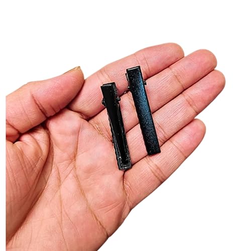 Image of ROSAURA (4.5 CM 50 Pcs) Black Single Prong Alligator Hair Clips Base for DIY Hair Accessories, Barrette Hair Clips for Bow Making, Salon, and Hair Styling (Black Flat (4.5 CM), Pack of 50)