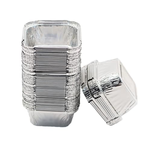 Angelkiss 50 Stück Aluschalen Grillschalen Grill Tropfschalen Quadrat Backformen aus Aluminium für Cupcakes, Backen, Kochen-100ml
