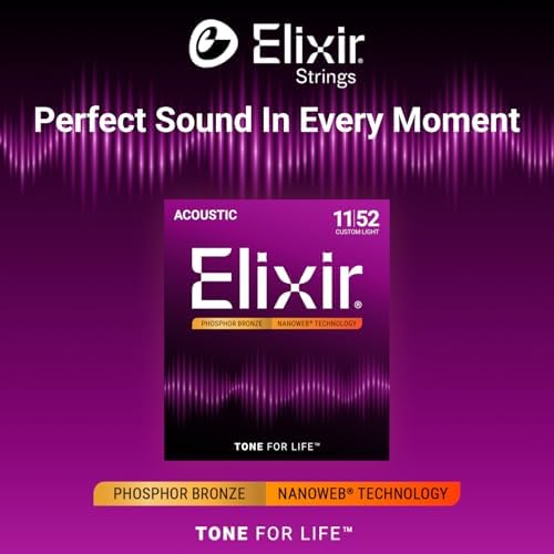 Elixir 16027 Nanoweb Phosphor Bronze Akustik Gitar Teli (11-52) - Görsel 3