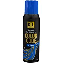 BTL Color Code Temporary Hair Color Spray-On! Vibrant & Easy to Wash | Fast Drying 3oz/80g Sea Blue, 3oz/80g