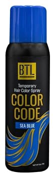 BTL Color Code Temporary Hair Color Spray-On! Vibrant & Easy to Wash | Fast Drying 3oz/80g Sea Blue, 3oz/80g