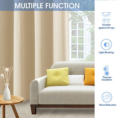 Homeideas 2 Panels Beige Outdoor Curtains For Patio Waterproof, 52 X 96 Inch Blackout Outdoor Curtains, Thermal Insulated Outdoor Patio Curtains For Porch/Pergola/Yard/Sliding Door/Arbor #TOP5