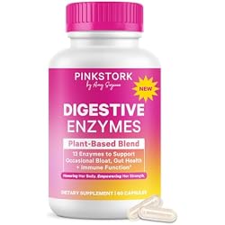 Pink Stork Digestive Enzymes for Women, 60 Capsules | 13 Plant-Based Enzymes + Amla, Supports Digestion & Gut Health, Bloating & Nutrient Absorption, GLP-1 Wellness, Vegan