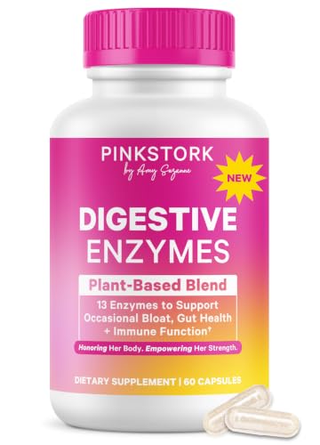 Pink Stork Digestive Enzymes for Women, 60 Capsules | 13 Plant-Based Enzymes + Amla, Supports Digestion & Gut Health, Bloating & Nutrient Absorption, GLP-1 Wellness, Vegan