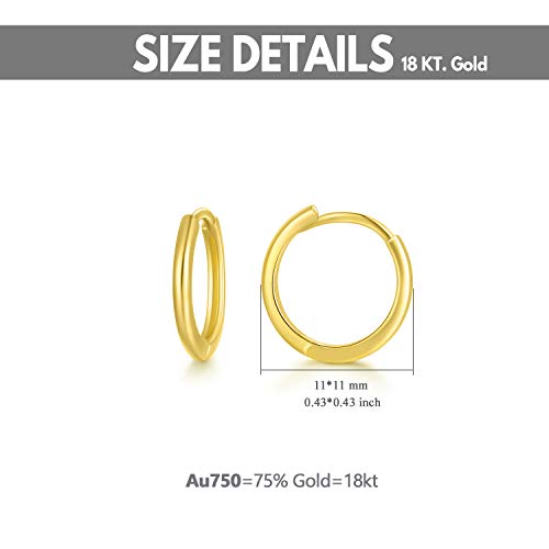 18K Solid Gold Huggie Earrings, Yellow Gold Hoop Huggie Earrings Christmas Anniversary Jewelry Gift For Women, Girls (10Mm Diameter) #TOP1