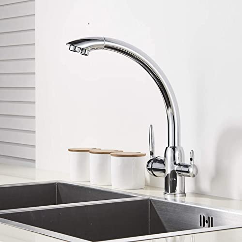 Robinet d'évier de cuisine chrome pour grand évier double bac - 2