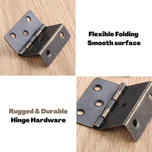 Antique Bronze Hinges, Yetaha 2 Pcs Decorative Box Hing With 12 Screws, Three Folding Hardware Hinge For Door, Cabinet, Furniture, Vintage Jewelry Chest #TOP3
