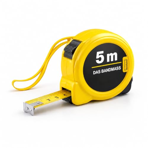 Measure tape Bandmaß 5 Meter mit Halterung - robustes Maßband & Bandmass zum präzisen Messen mit Feststeller - Rollmassband & Massband mit Aufrollsystem (5 Meter)