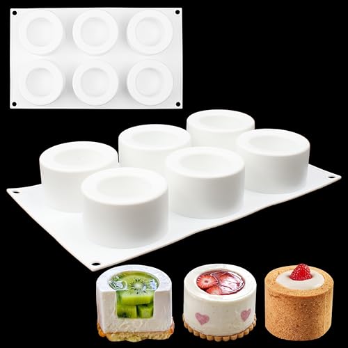 Shot Glass Molds Silicone for Baking, 6 Cavities Cake Pans Decorating Tools Round Fluted Pudding Cup Mini 3D Jelly Cupcake Bakeware French Dessert Mousse Candy Cookie Ice Glasses Bundt Chocolate Jello