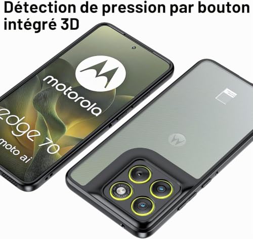 Image of VONZEE Clear Back Case Cover for Moto Edge 70 5G | Shockproof Design | Hard Back Cover Case for Moto Edge 70 5G (PC & TPU, Black)