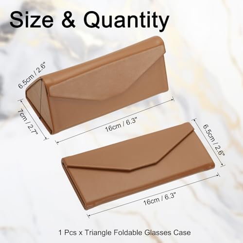 Image of PATIKIL Foldable Glasses Case, Triangle Magnetic Sunglasses Organizer Case PU Leather Hard Eyeglass Case (1 Pcs)