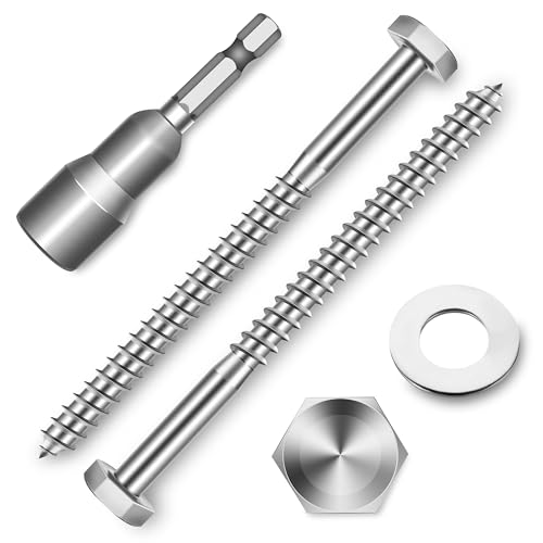(15-Set) 1/4 x 3-1/2" Lag Bolts for Wood, Stainless Steel Heavy Duty Hex Head Lag Screws, ASME B18.2.1 Commercial/Industrial Grade Mounting Screws Bolts Kit by Marysino