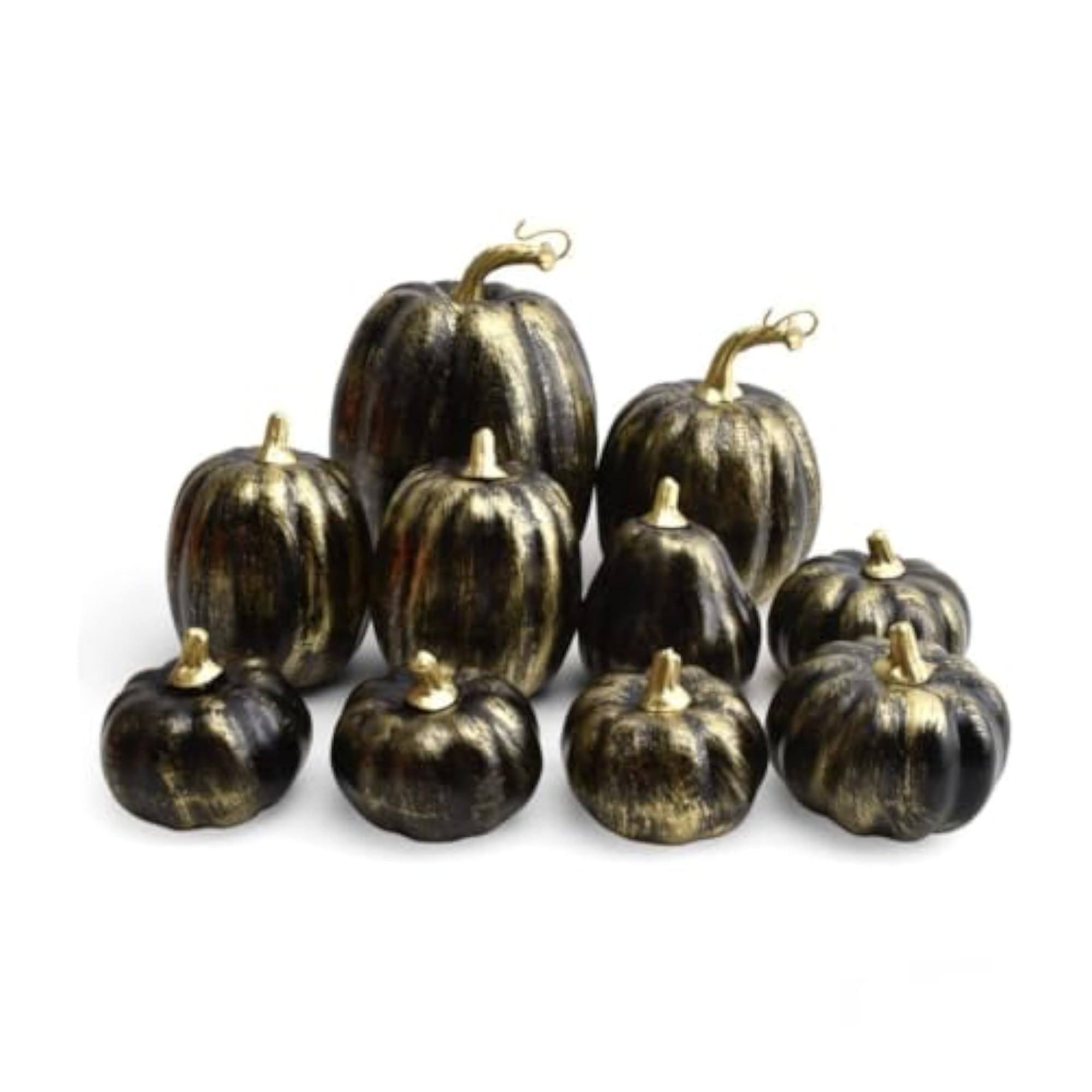10 Pieces Fall Artificial Pumpkin with Gold Stem
