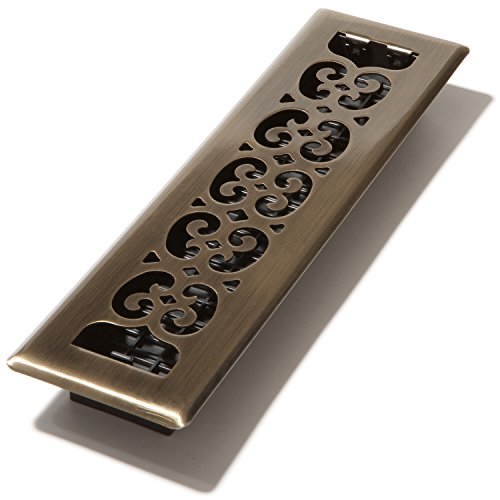 Decor Grates SPH212-A 2" by 12" Scroll Floor Register, Antique Brass by Decor Grates - Used condition - CA$7.51
