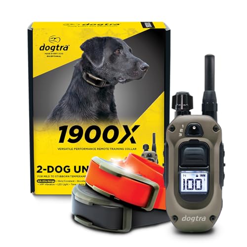 Dogtra 1900X 2-Dogs E-Collar with Remote [New Edition] 35 lbs+, 3/4 Mile Range, LED Light, 100 Levels Control for Stubborn Dogs, Waterproof, Boost for Quick Recall, Vibration, Safety Lock & Tone