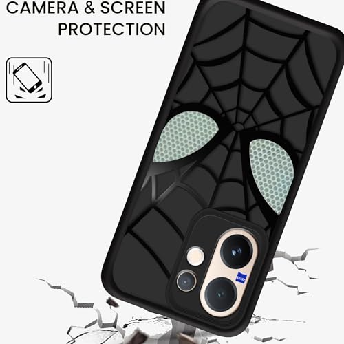 Image of Stylish Spider Back Case Cover Compatible for Vivo V60 5G / V60e 5G / Vivo T4 Pro 5G | Spidey Face Mask Case | Soft Silicone | Camera & Full Body Protection | Shock Proof | (Black)
