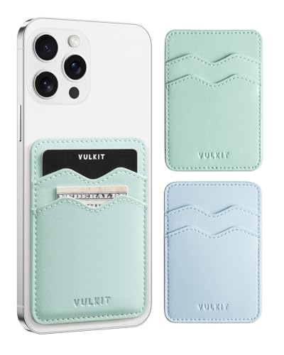 VULKIT 2Pcs Card Holder for Phone Slim Crad Wallet Credit Card Holders RFID Blocking Stick On Phone Case Leather Adhesive Card Holders Back of Smartphone