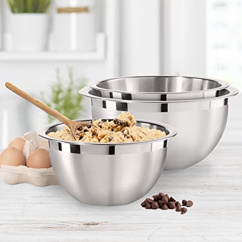 Oggi 3-Quart Two-Tone Stainless Steel Mixing Bowl, Great for Mixing, Making Dough, Dressing Salads, Mixing Eggs, Washing Vegetables by Oggi - Image 3