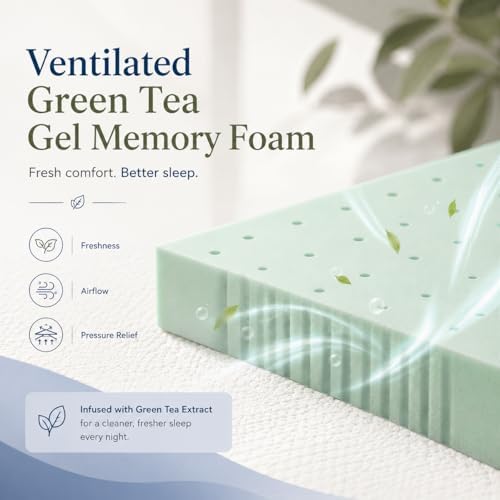 Twin Memory Foam Mattress, 5 Inch Green Tea Gel, Firm Support For Kids — view 2