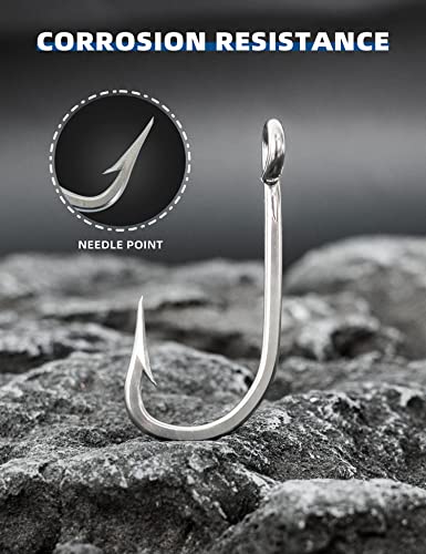 Bluewing Needle Point Trolling Hooks 10Pcs Stainless Steel Fishing Hooks Extra Sharp Fish Hooks For Freshwater Saltwater Fishing, Size 6/0 #TOP5