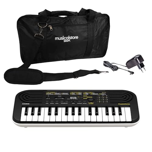 Kit Tastiera SA-51, Borsa e Tracolla e Alimentatore Compatibili, Mini Tastiera 32 Tasti Polifonica 8 Voci, Nero/Bianco - Perfetto per Bambini e Studenti MusicalStore2005
