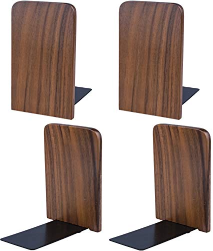 WUWEOT 2 Pares Sujeta Libros de Madera Sujetalibros para Oficina Sujetalibros Originales Reposalibros Sujeta Libros Soporte Libros para Estanteria Antideslizante para Hogar Oficina Escuela Biblioteca Cover
