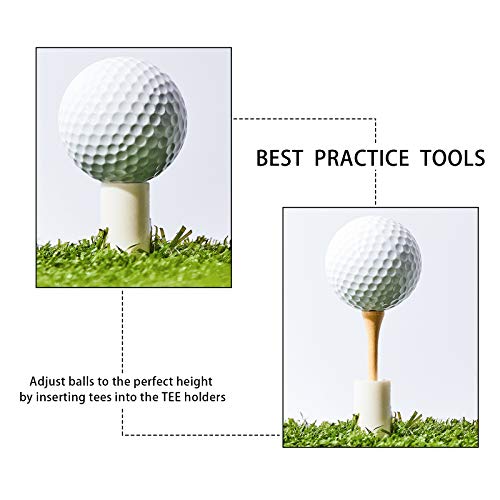 10 Set Golf Rubber Tee Holder Set For Driving Range Golf Practice Mat Indoor Outdoor Size 1.5 Inch (10 Golf Rubber Tee Holders, 10 Bamboo Tees) #TOP1