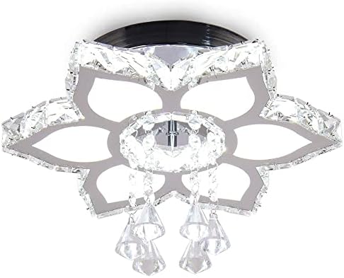 xychfantligh Modern Crystal Chandelier LED Chrome Flower-Shaped Flush Mount Ceiling Light Fixture Chandeliers for Dining Room Living Room Bedroom Hallway Closet