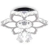 xychfantligh Modern Crystal Chandelier LED Chrome Flower-Shaped Flush Mount Ceiling Light Fixture Ch