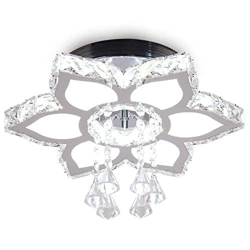 Xychfantligh Modern Crystal Chandelier Led Chrome Flower-Shaped Flush Mount Ceiling Light Fixture Chandeliers For Dining Room Living Room Bedroom Hallway Closet #TOP24